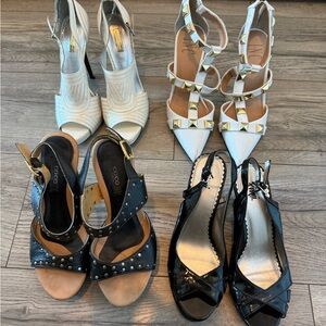 4 pairs Stylish Women's Black and White Heels all size 6M